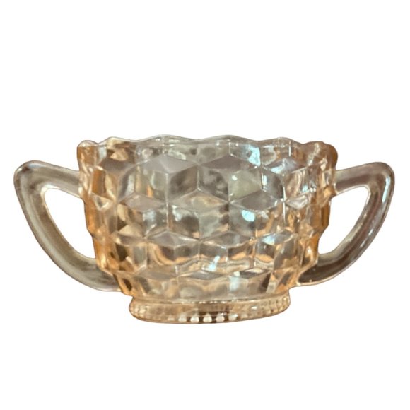 Jeanette Glass, Vintage, Pink Depression Glass, Cube Sugar Bowl and Creamer Set - Picture 2 of 5